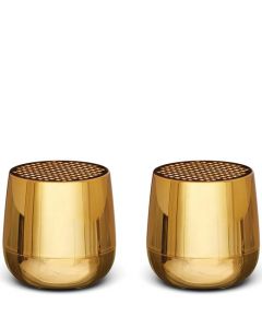 These Mino+ Twin Metallic Gold Bluetooth Speakers have been designed by Lexon. 