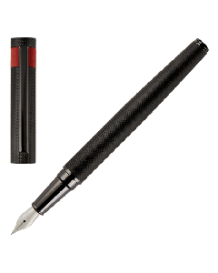 This Black and Red Loop Diamond Fountain Pen is by Hugo Boss