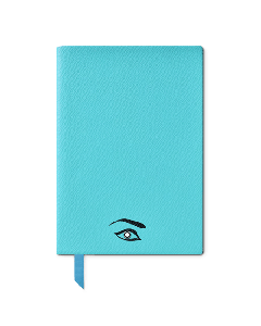 Montblanc's Maria Callas Blue #146 Lined Notebook, Fine Stationery has a printed design of an eye around the snowcap emblem.