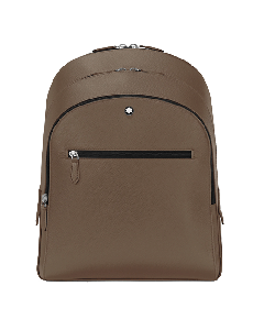 Montblanc Sartorial 3 Compartments Medium Backpack Mastic has the palladium plated snowcap emblem on the front. 