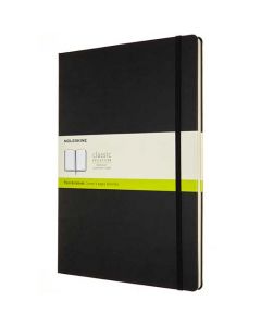 The Moleskine A4 Classic Collection Black Hard Cover Plain Notebook.