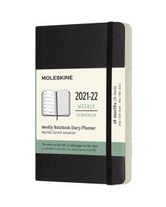 This is the Moleskine Black 2021-2022 18-Month Soft Cover Pocket Weekly Planner. 