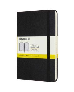 This Moleskine medium sized notebook is made from black smooth leather.