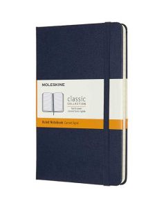 This Moleskine notebook is made from a smooth blue leather.