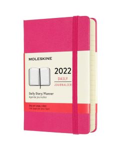 This Pink 2022 12-Month Hard Cover Pocket Daily Planner has been designed by  Moleskine. 