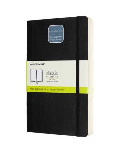 This Moleskine plain notebook is made from a black smooth leather.
