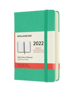 This Ice Green 2022 12-Month Hard Cover Pocket Daily Planner has been designed by Moleskine. 