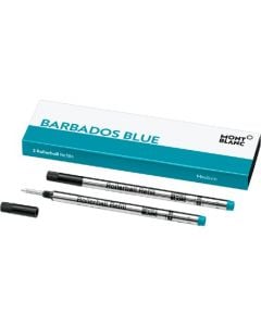 Montblanc Barbados blue pack of 2 medium rollerball refills.