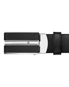 The Montblanc polished black leather belt in the classic line.