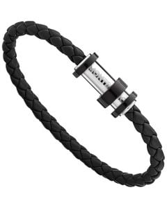 This Montblanc bracelet is made from a black woven leather material.