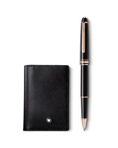 This Meisterstück Rose Gold-Coated Classique Rollerball & Business Card Holder Set is designed by Montblanc. 