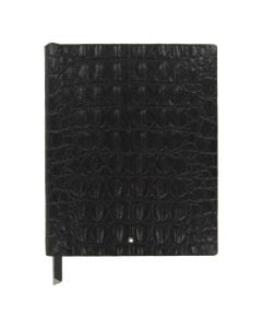 The Montblanc black notebook comes with a mock alligator-skin imprint.