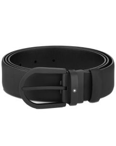Rubberised Stainless Steel Black Horseshoe Pin Buckle Belt, designed by Montblanc. 