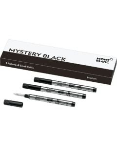 This is the pack of 3 Montblanc small mystery black rollerball pen refills.