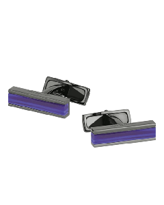 Montblanc Iconic Glass Bar Cufflinks Black PVD and Blue with engraved brand name on the edge of the black PVD.
