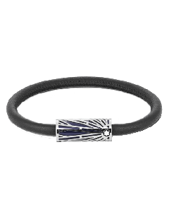 This Meisterstück The Origin Collection Blue Bracelet by Montblanc has the Art Deco inspired pattern embellished on the fastening with the snowcap logo.