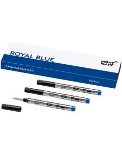 These are the small Montblanc royal blue medium-sized rollerball refills.
