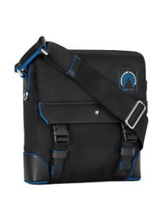This is the ECONYL® Blue Spirit Envelope Bag designed by Montblanc. 