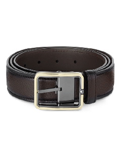 Montblanc's Brown Leather Sfumato Rectangular Pin Buckle Belt