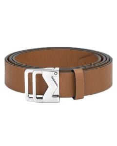 Caramel Grained Leather Belt with 'M' Pin Buckle