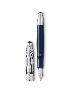 Montblanc's Meisterstück Doué LeGrand Fountain Pen The Origin Collection is made from precious resin and polished silver trims.