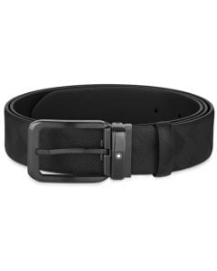 This Extreme 3.0 Rectangular/Rounded PVD-Coated Pin Buckle Black Reversible Belt was designed by Montblanc. 