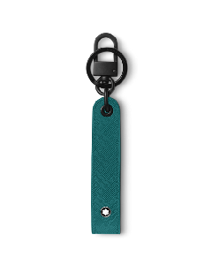 This Extreme 3.0 Fernblue Leather Key Fob has the Montblanc brand name engraved on the ring. 
