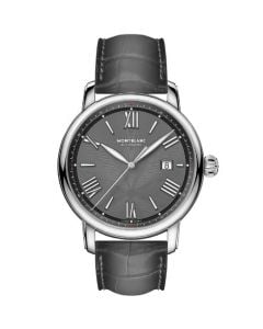 This is the Montblanc Slate Grey Sfumato Alligator Star Legacy Automatic Date Watch. 