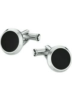 Stainless steel and black onyx cufflinks by Montblanc.