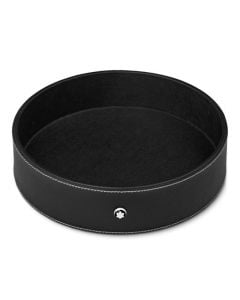 Montblanc's Black Leather Large Round Desk Tray can be used on its own or purchased with additional desk trays to make a set.