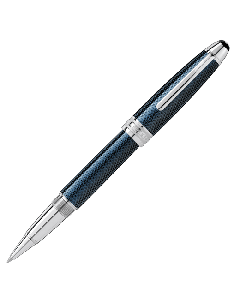 Montblanc rollerball is made with a blue resin body.