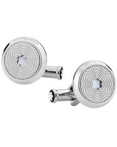 The Montblanc Star Collection Mother of Pearl Inlay Cufflinks.