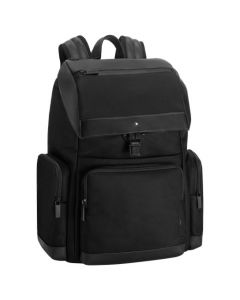 The Montblanc black nylon backpack with flap in the NightFlight collection.
