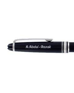 Engraved Montblanc rollerball pen cap.