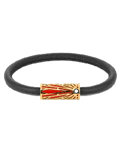 Montblanc's Meisterstück Coral The Origin Collection Leather & Steel Bracelet has been inspired by the Solitaire design in red and gold.