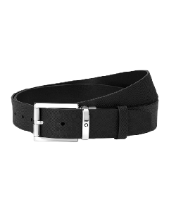 Montblanc's Pin Buckle Black Leather Belt with Palladium-Coated stainless steel buckle. 