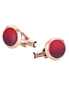 Montblanc's Meisterstück Red Lacquer & Rose Gold Cufflinks are made with stainless steel and a lacquer inlay.