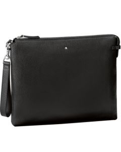Front view of the Montblanc Meisterstück Soft Grain black made with black leather clutch.