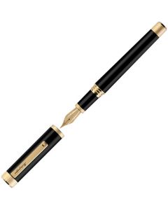 This Zero Black & Yellow Gold Fountain Pen with 14K Gold Nib has been designed by Montegrappa.