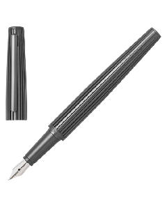 This Hugo Boss Nitor Brass Pinstripe Fountain Pen in Gunmetal is made of brass. 