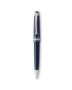 Montblanc's Meisterstück The Origin Collection Midsize Ballpoint Pen in Blue has a fluid ink pattern on the top of the barrel with platinum-coated trims.