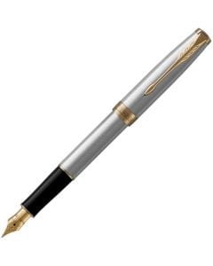 This Sonnet Brushed Stainless Steel Fountain Pen with Gold Trim has been designed by Parker. 