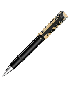 Tortoise Beige Perfecta Ballpoint Pen by TIBALDI with a rubber clip and beige and black resin barrel. 