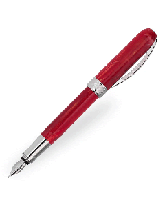 This Visconti Rembrandt Red & Chrome Fountain Pen has chrome trims and a stainless steel nib. 