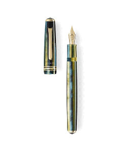 This Retro Zest N°60 Fountain Pen 18k Gold Trim by TIBALDI has a colourful blue and yellow barrel with 18k gold trims. 