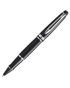 The Waterman EXPERT, Black Lacquer with Chrome Plated Trim Rollerball Pen. Soft ebony lacquer coats the entire surface from nib to tip. Contrasting chrome fittings break the darkness with hints of delicate shine.