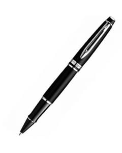 The Waterman EXPERT, Matte Black Rollerball Pen with Chrome Trim detail. The soft lacquer body emulates the shape of a fine cigar, a fine example of Waterman excellence.