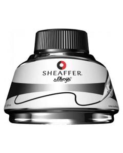 Full view of the 50 ml Sheaffer black ink bottle for fountain pens.