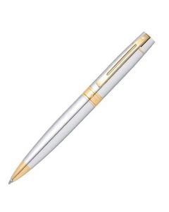 This Sheaffer 300 Chrome Ballpoint Pen comes with a shiny gold trim.