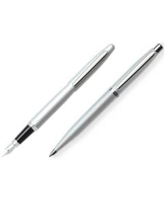 The Sheaffer VFM Strobe Silver Fountain and Rollerball Pen Set